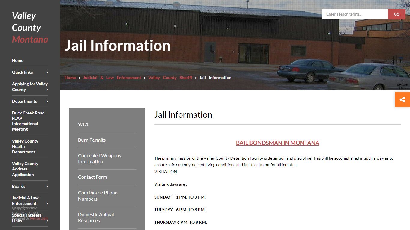 Jail Information - Valley County, Montana